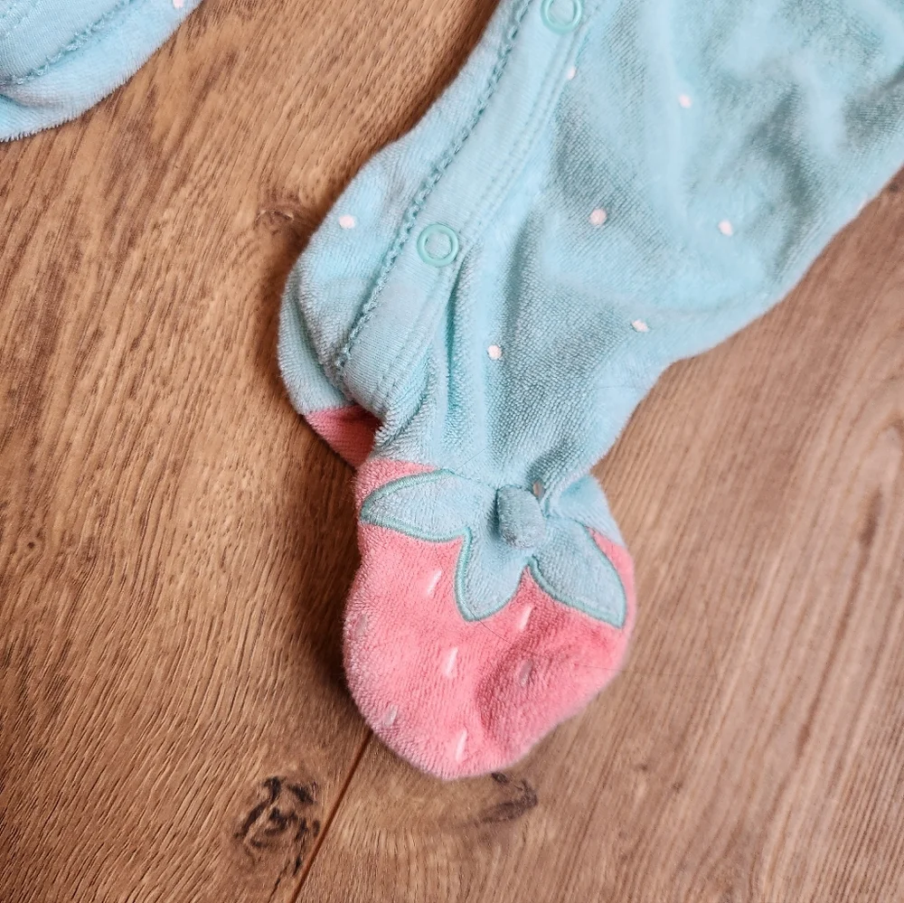 9m Carter's Terry Cloth Strawberry Footie pjs